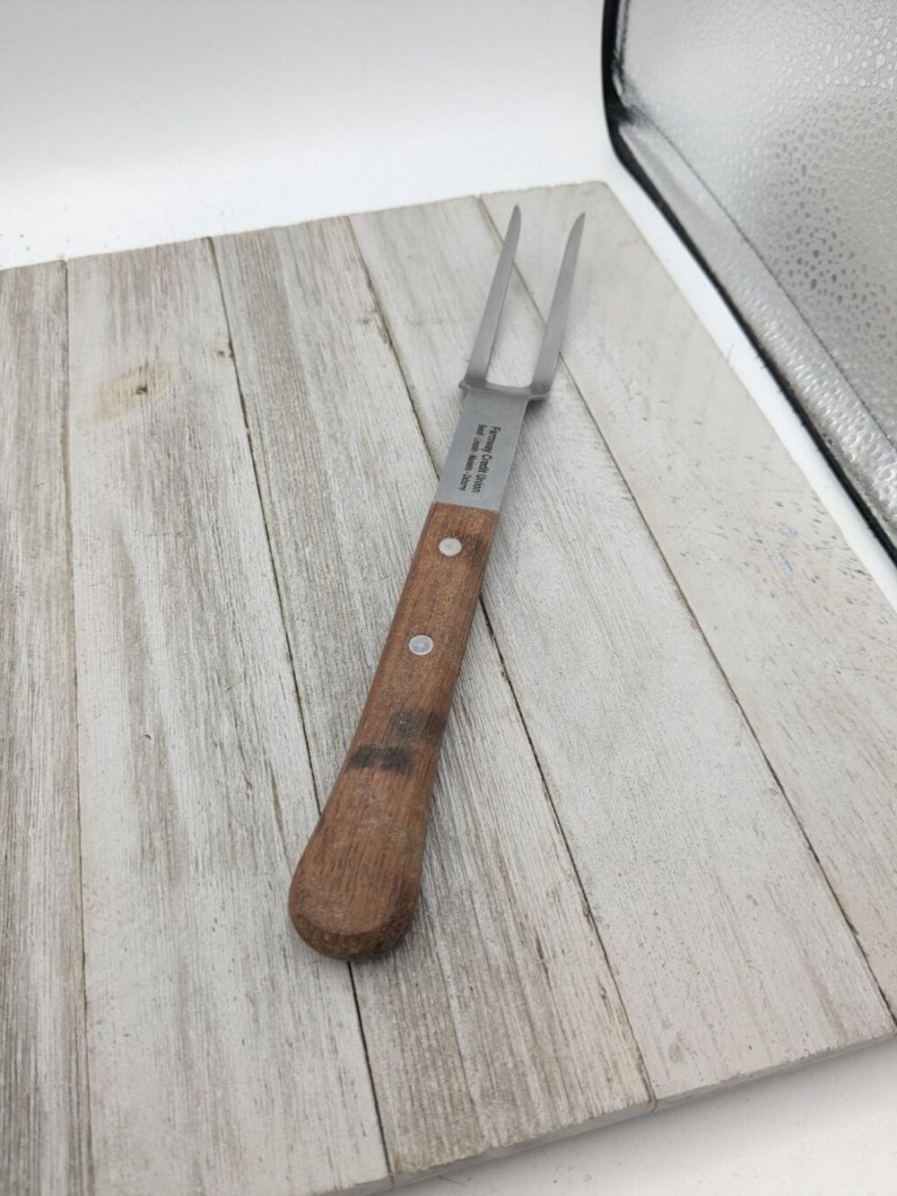 Vernon Stainless Steel Serving 2 Prong Carving Meat Fork 10" Wood Handle